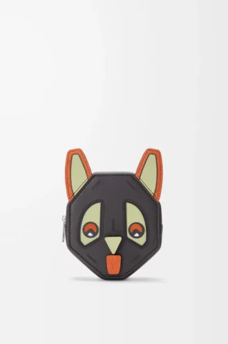 Monedero Futurist Cat en piel de becerro clásica color carbón