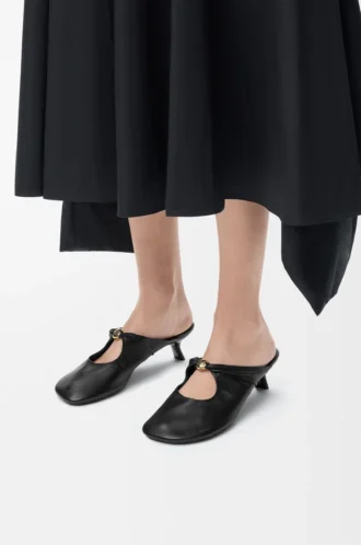 Mule Pebble Soft en piel de cordero napa Black