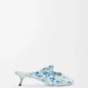 Mules Pebble Soft en piel de cordero napa estampada Soft White/Blue Mules Pebble Soft en piel de cordero napa estampada Soft White/Blue
