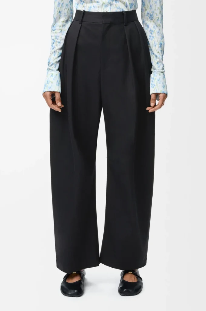 Pantalones acampanados de algodón y seda Negro Pantalones acampanados de algodón y seda Negro