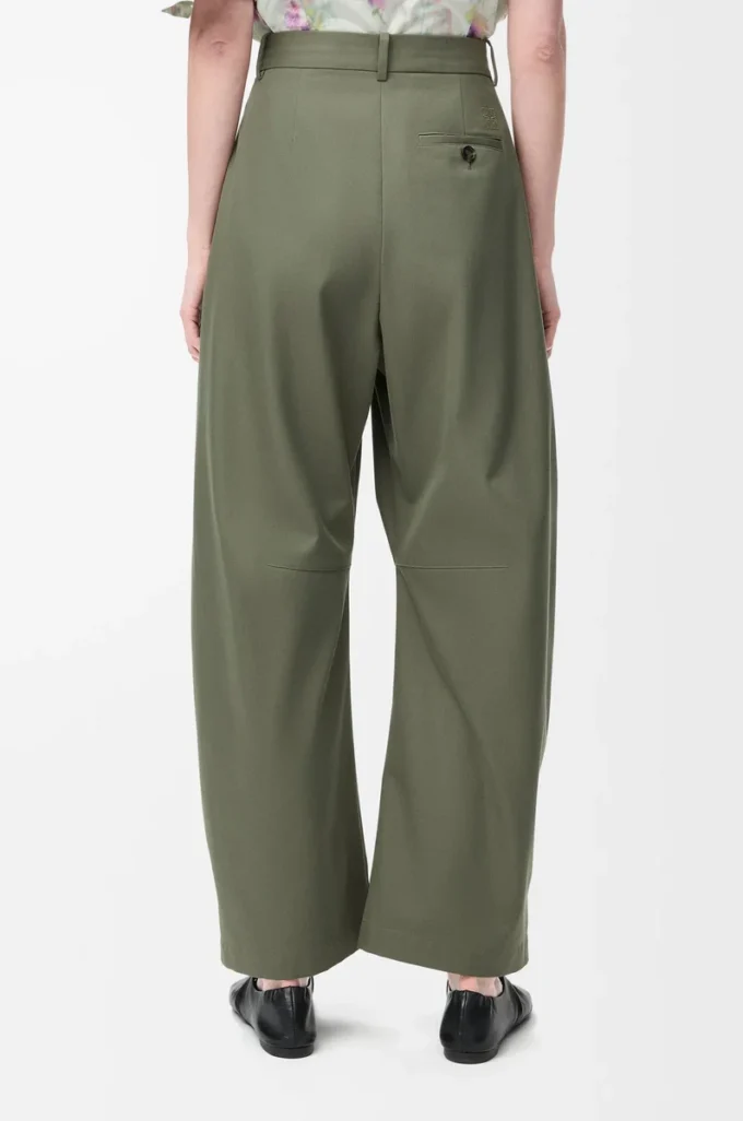 Pantalones acampanados de algodón y seda Verde caqui Pantalones acampanados de algodón y seda Verde caqui