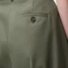Pantalones acampanados de algodón y seda Verde caqui Pantalones acampanados de algodón y seda Verde caqui