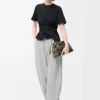 Pantalones acampanados de piel de cabra ante gris claro Pantalones acampanados de piel de cabra ante gris claro