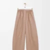 Pantalones acampanados de piel de cordero napa Beige Pantalones acampanados de piel de cordero napa Beige