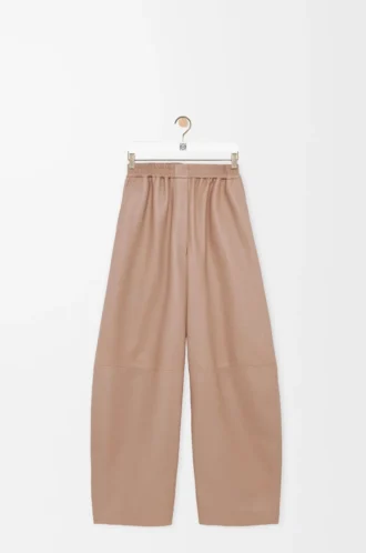 Pantalones acampanados de piel de cordero napa Beige