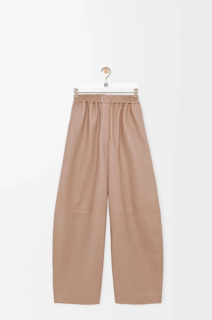 Pantalones acampanados de piel de cordero napa Beige Pantalones acampanados de piel de cordero napa Beige