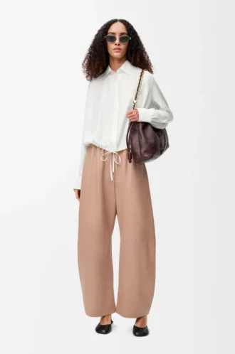 Pantalones acampanados de piel de cordero napa Beige