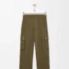 Pantalones cargo de algodón verde caqui Pantalones cargo de algodón verde caqui