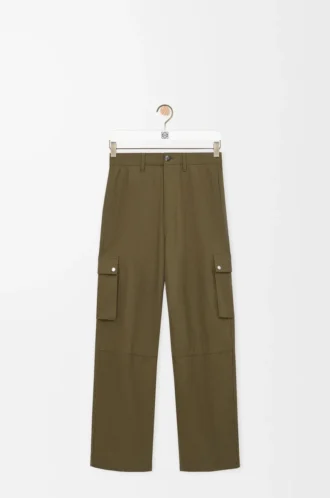 Pantalones cargo de algodón verde caqui