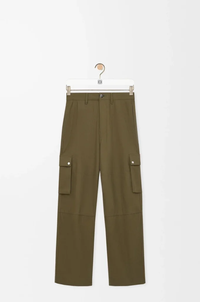 Pantalones cargo de algodón verde caqui Pantalones cargo de algodón verde caqui