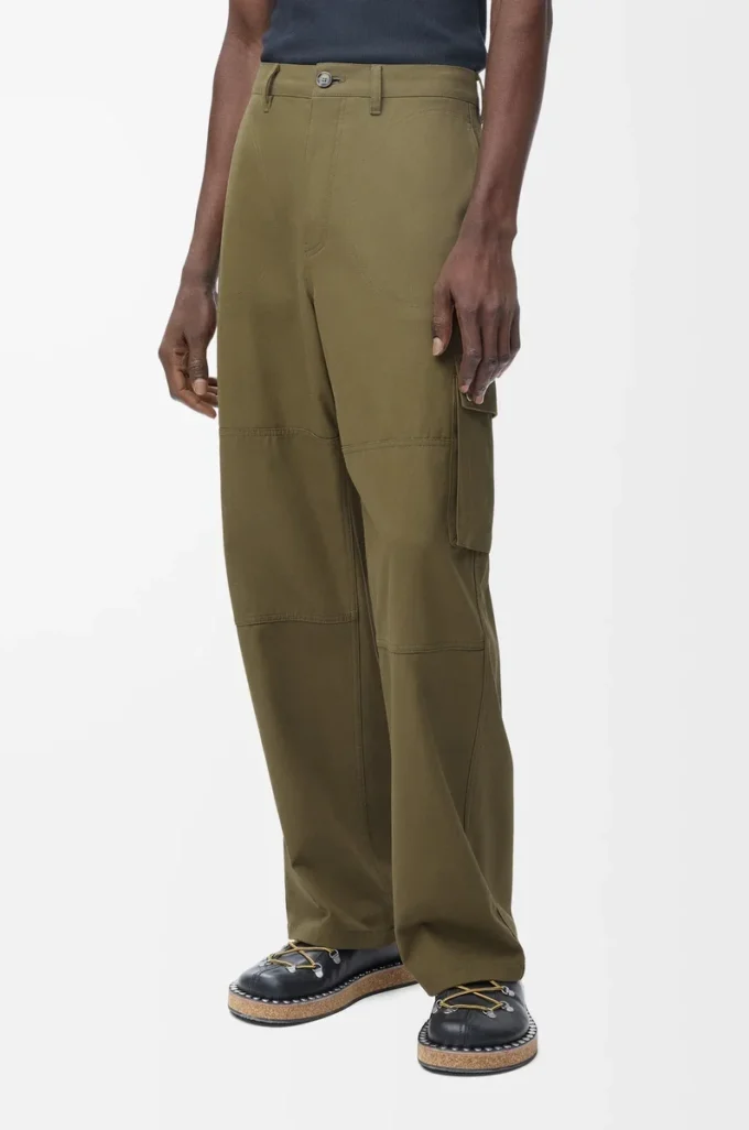 Pantalones cargo de algodón verde caqui Pantalones cargo de algodón verde caqui