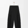 Pantalones cargo de algodón y seda Negro