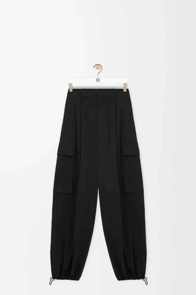 Pantalones cargo de algodón y seda Negro