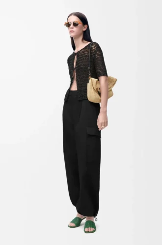 Pantalones cargo de algodón y seda Negro