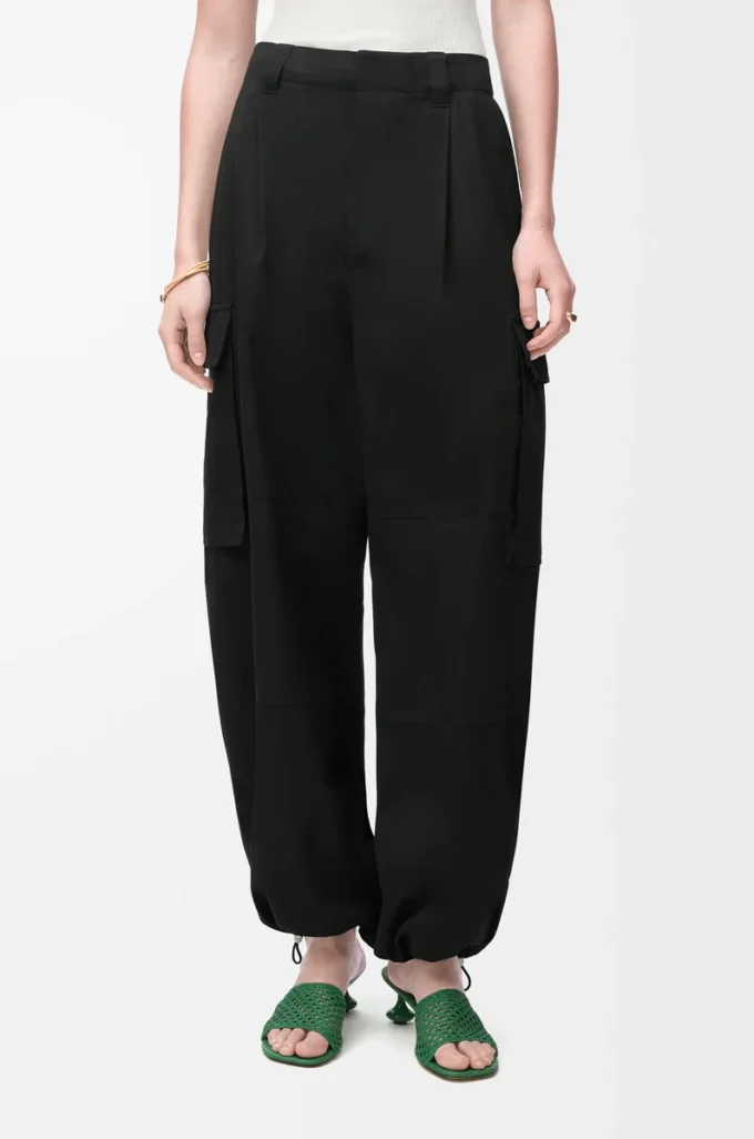 Pantalones cargo de algodón y seda Negro