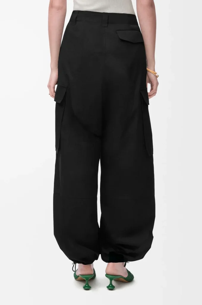 Pantalones cargo de algodón y seda Negro