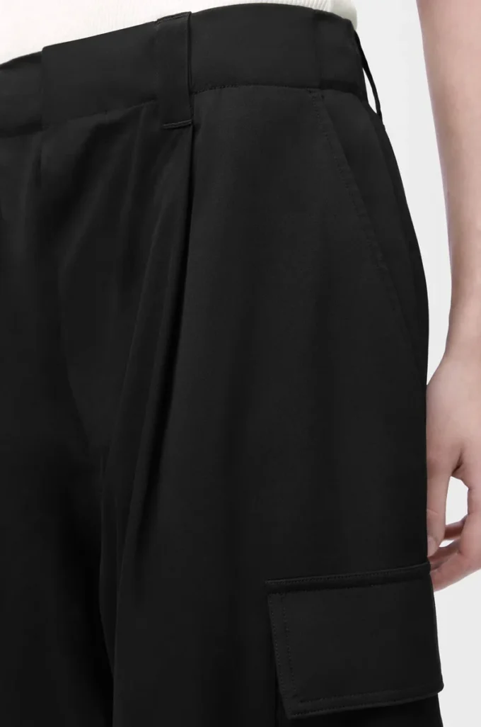 Pantalones cargo de algodón y seda Negro