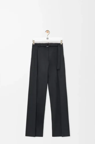 Pantalones con cinturón de lana Gris oscuro