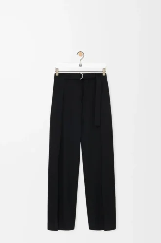 Pantalones con cinturón de lana Negro