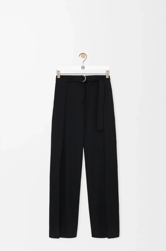 Pantalones con cinturón de lana Negro Pantalones con cinturón de lana Negro