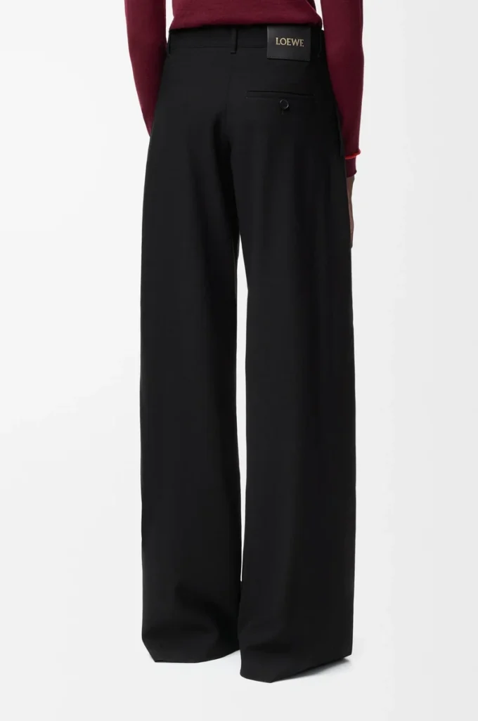 Pantalones con cinturón de lana Negro Pantalones con cinturón de lana Negro