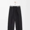 Pantalones con cinturón de lana y seda Negro Pantalones con cinturón de lana y seda Negro