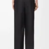 Pantalones con cinturón de lana y seda Negro Pantalones con cinturón de lana y seda Negro