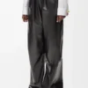 Pantalones con cinturón de piel de cordero napa. Negro Pantalones con cinturón de piel de cordero napa. Negro