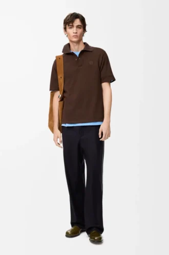 Pantalones con cordón ajustable de lana azul marino