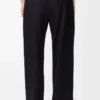 Pantalones con cordón ajustable de lana azul marino