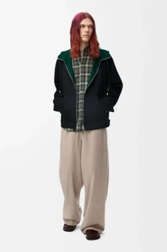 Pantalones con cordón ajustable de lana y cachemira Beige Melange