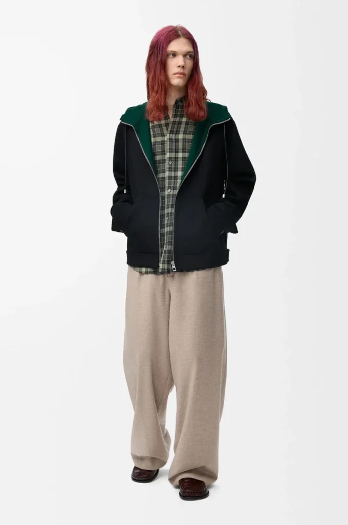 Pantalones con cordón ajustable de lana y cachemira Beige Melange