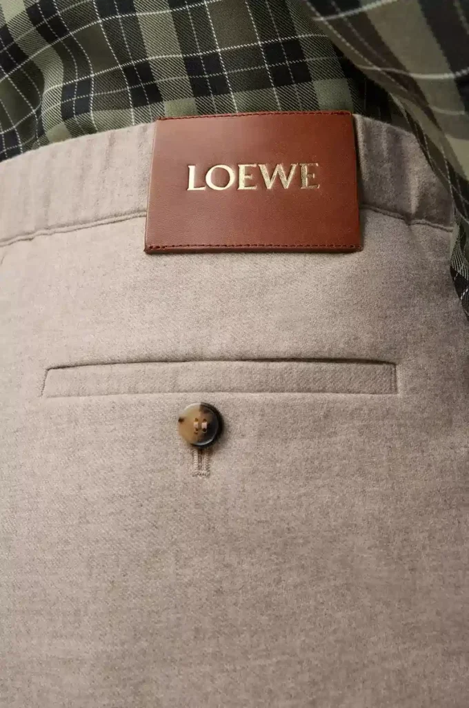 Pantalones con cordón ajustable de lana y cachemira Beige Melange