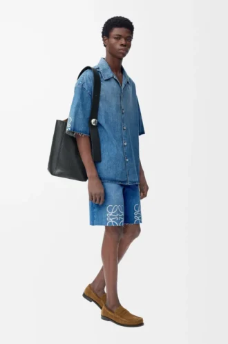 Pantalones cortos Anagram en denim Denim lavado