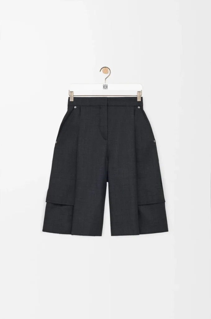 Pantalones cortos cargo de lana Gris oscuro Pantalones cortos cargo de lana Gris oscuro