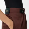 Pantalones cortos con cinturón de algodón y seda. Café. Pantalones cortos con cinturón de algodón y seda. Café.
