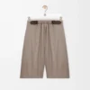 Pantalones cortos con cinturón de lana Beige Melange Pantalones cortos con cinturón de lana Beige Melange