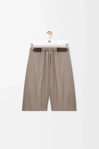 Pantalones cortos con cinturón de lana Beige Melange Pantalones cortos con cinturón de lana Beige Melange