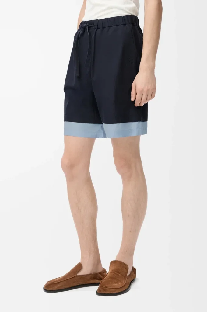 Pantalones cortos de algodón azul marino oscuro/azul claro Pantalones cortos de algodón azul marino oscuro/azul claro