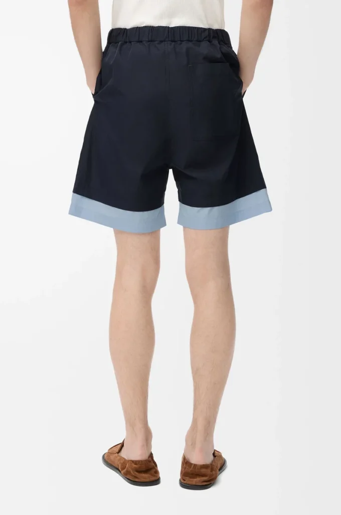 Pantalones cortos de algodón azul marino oscuro/azul claro Pantalones cortos de algodón azul marino oscuro/azul claro