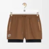 Pantalones cortos de alto rendimiento en tejido técnico color toffee Pantalones cortos de alto rendimiento en tejido técnico color toffee