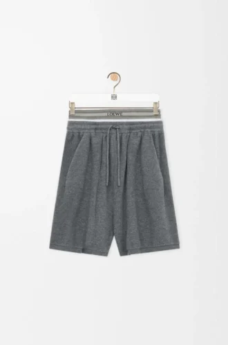 Pantalones cortos de mezcla de lana Gris jaspeado/Blanco