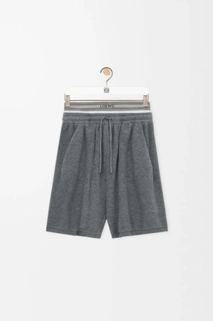 Pantalones cortos de mezcla de lana Gris jaspeado/Blanco