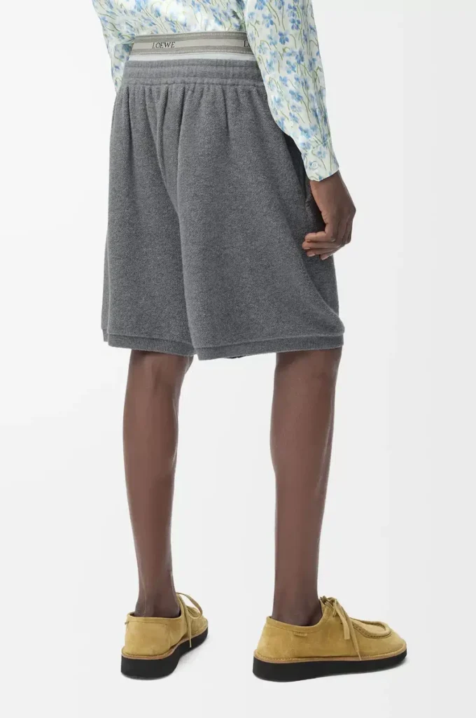 Pantalones cortos de mezcla de lana Gris jaspeado/Blanco