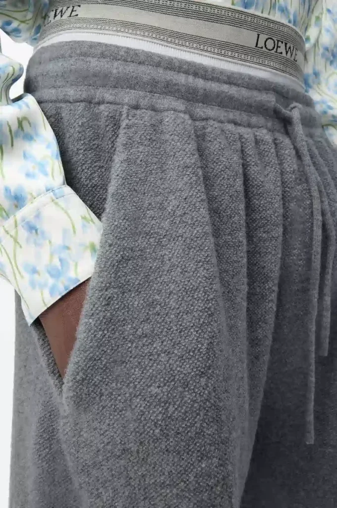 Pantalones cortos de mezcla de lana Gris jaspeado/Blanco