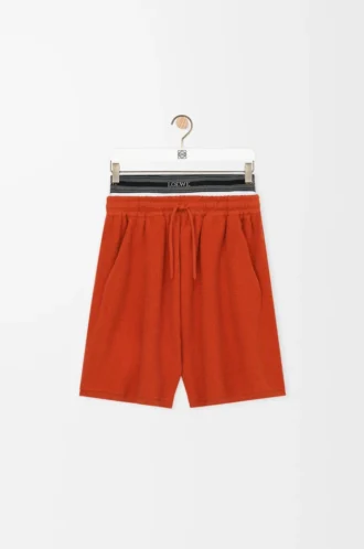 Pantalones cortos de mezcla de lana Naranja/Blanco