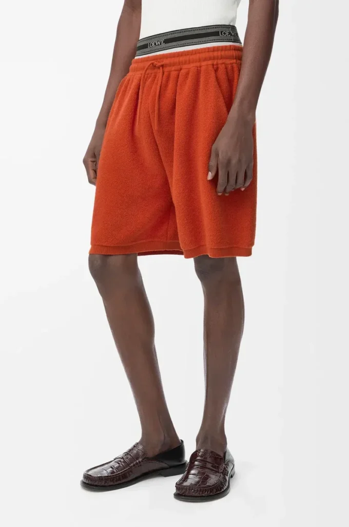 Pantalones cortos de mezcla de lana Naranja/Blanco