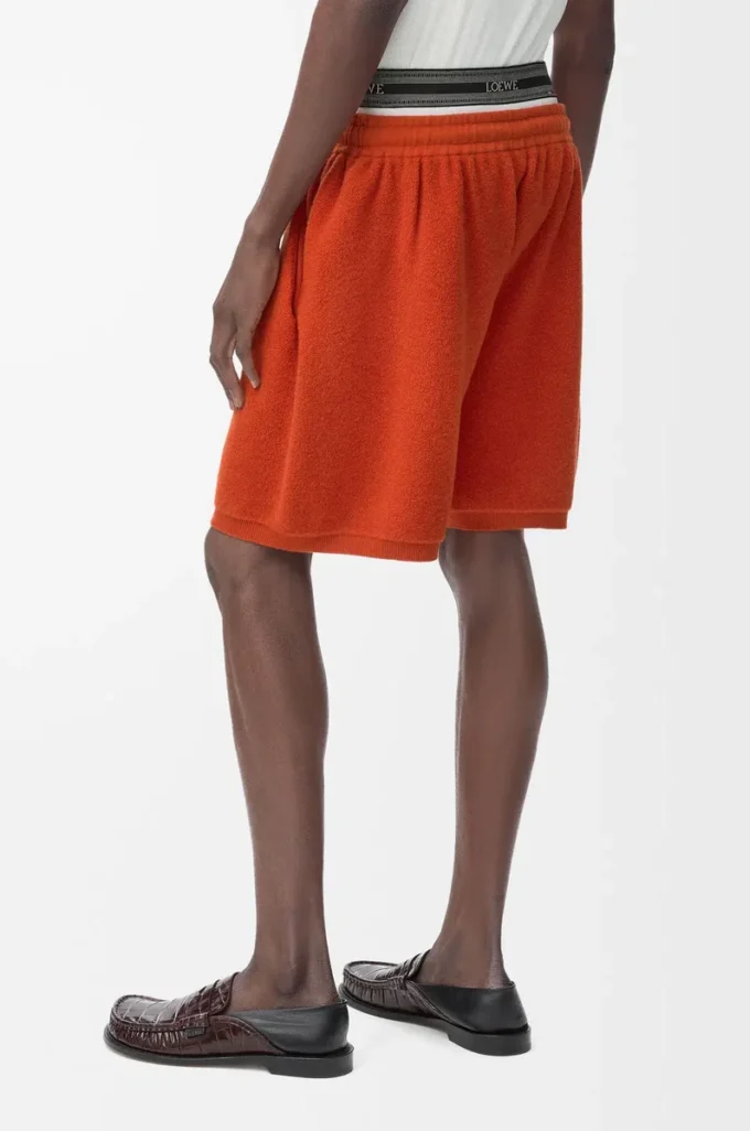 Pantalones cortos de mezcla de lana Naranja/Blanco