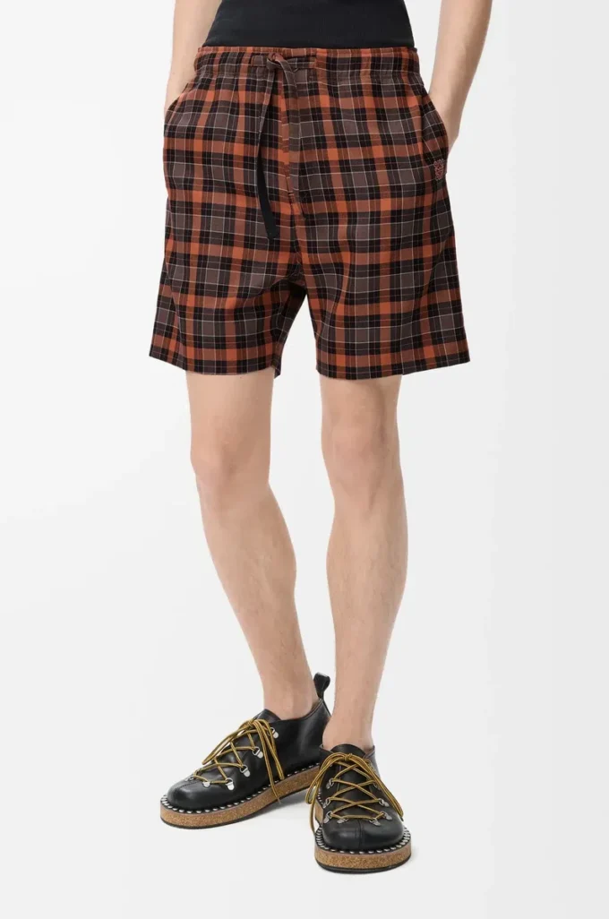 Pantalones cortos de mezcla de lana naranja/negro