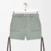 Pantalones cortos de trabajo en denim verde caqui Pantalones cortos de trabajo en denim verde caqui